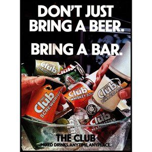 1982 The Club Cocktail Mixers Mixer Mixed Drink Vintage Print Ad Bar Wall Art